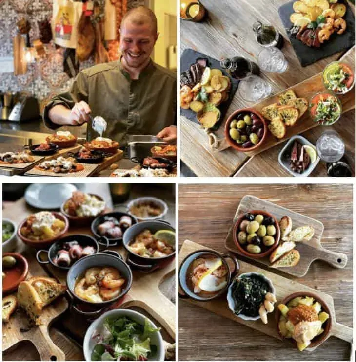 Ισπανικά tapas πιάτα σερβιρισμένα στο εστιατόριο Bocado στο Γκέτεμποργκ
