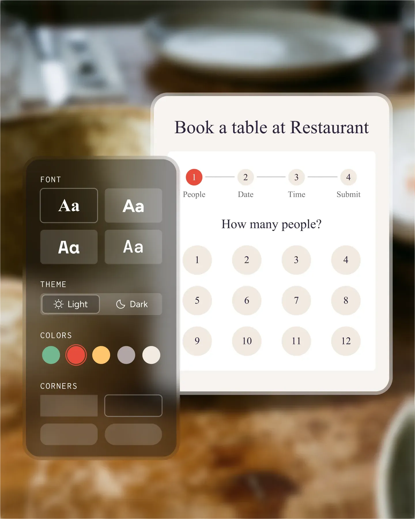 Pàgina de reserves de Resos personalitzada amb logotip i colors del restaurant