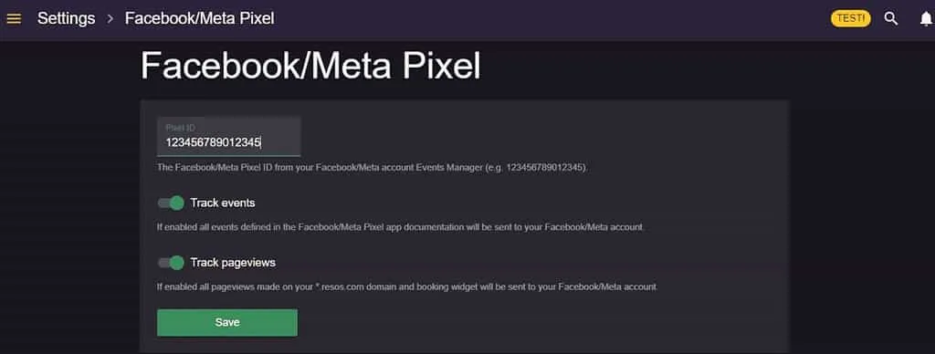 Esimerkki Facebook Pixel -integraatiosta