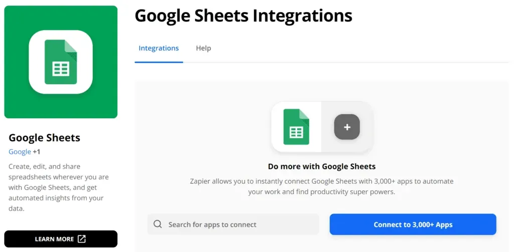 Integracions de Google Sheets amb Zapier, obtingut de zapier.com Configuració de la integració de Google Sheets amb Zapier i Resos al tauler de Zapier