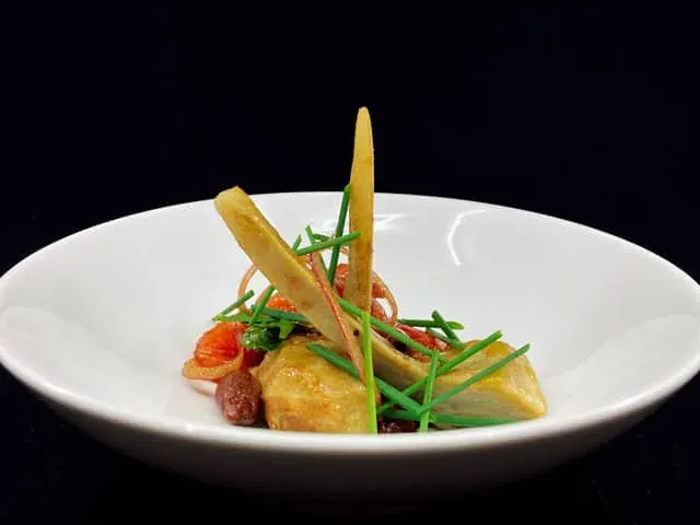 gourmet fisk på en tallerken