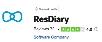 Taux d'avis ResDiary sur TrustPilot