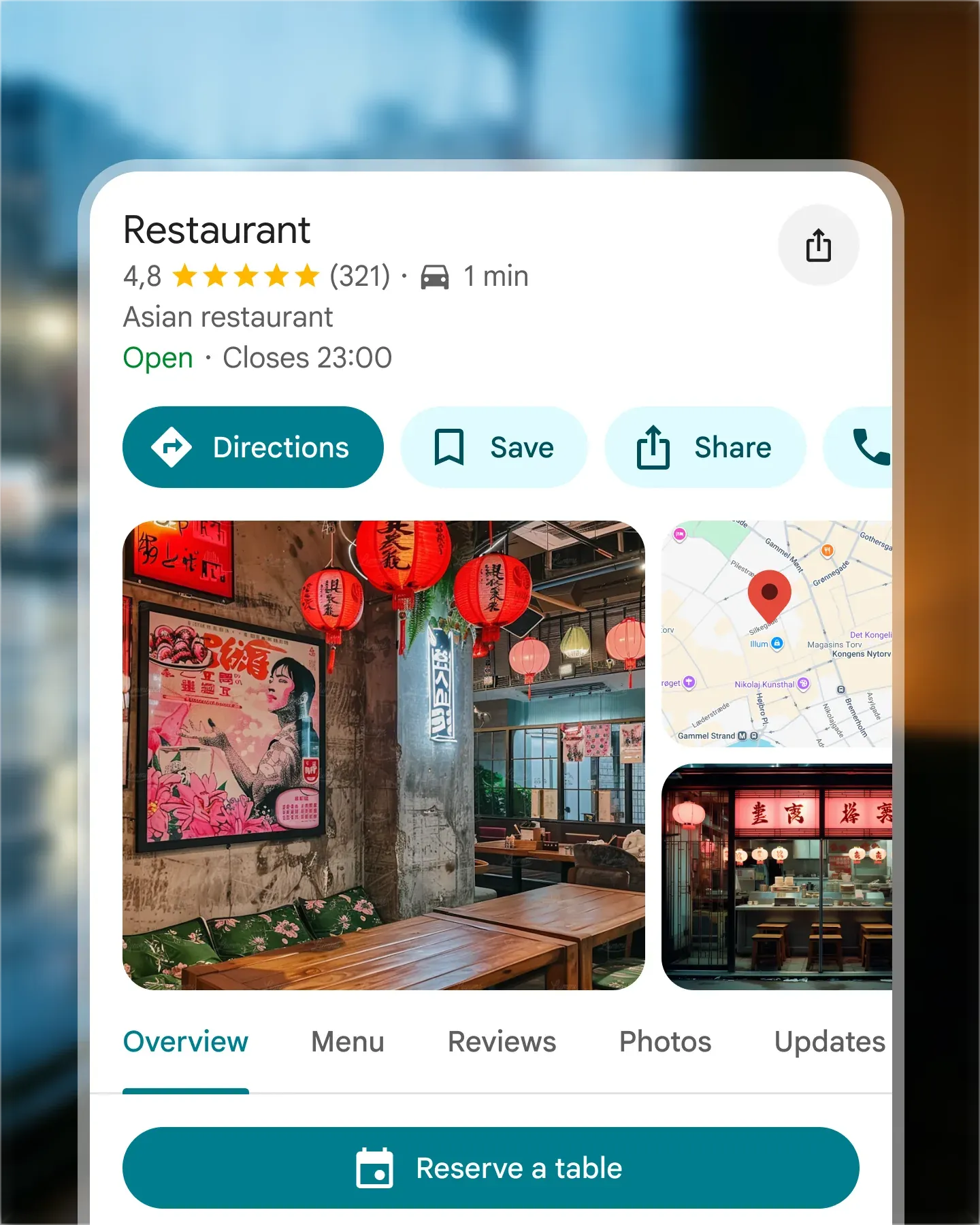 Resultat de cerca de Google amb botó de reserva per a un restaurant
