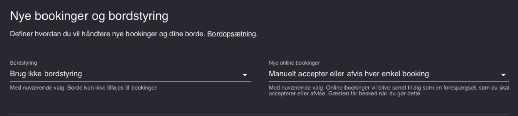 Valg af bookingindstillinger