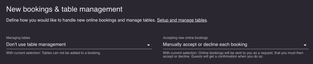 Choose booking settings