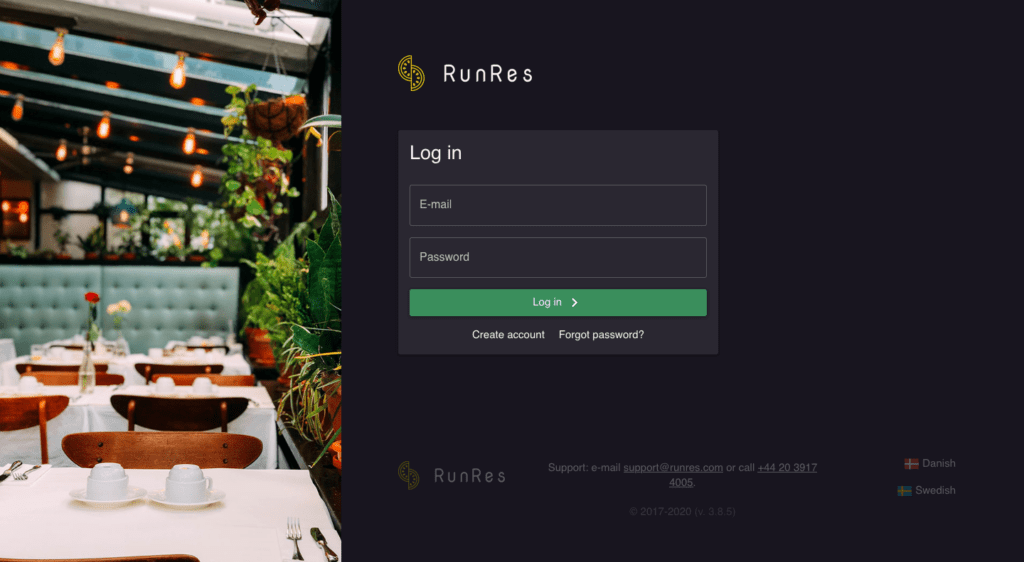 Login page to resOS