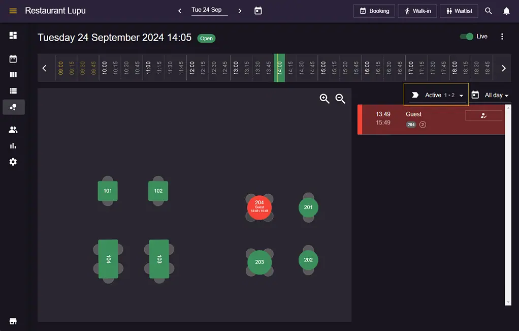 active bookings on the floor plan view