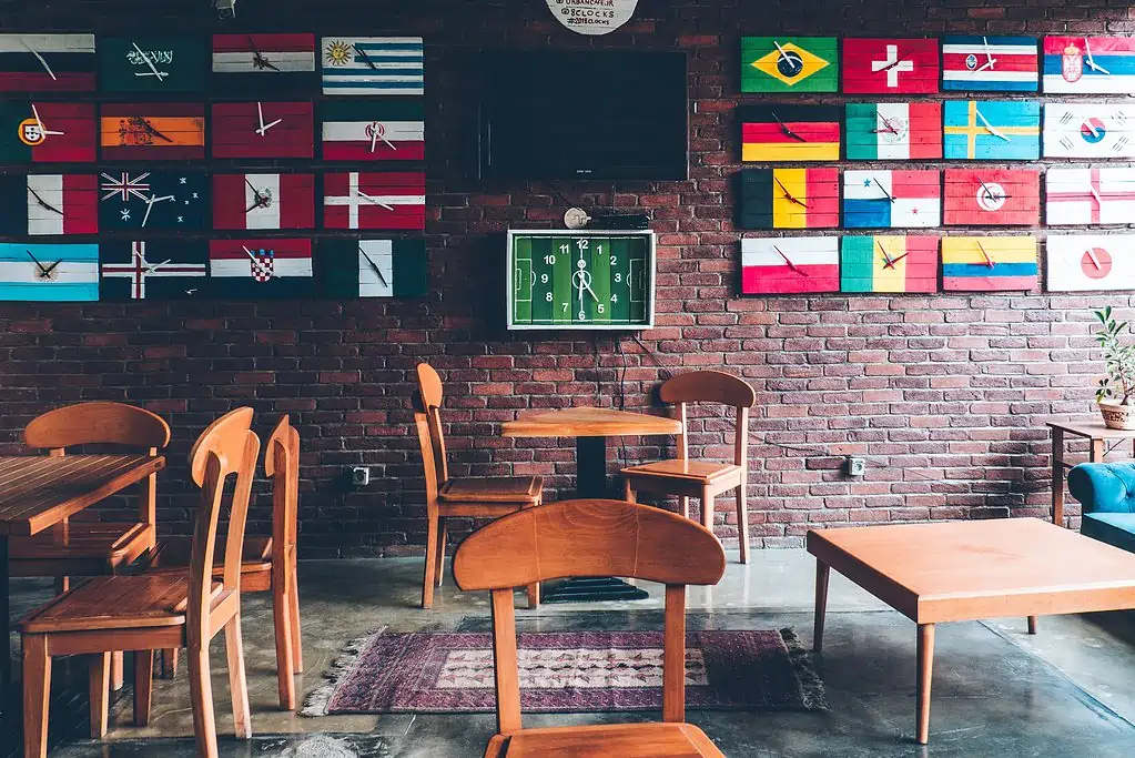 Restaurant with flags 