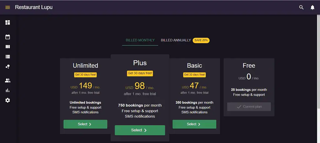 choosing a plan settings