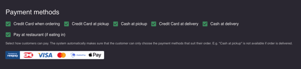 resOS payment methods
