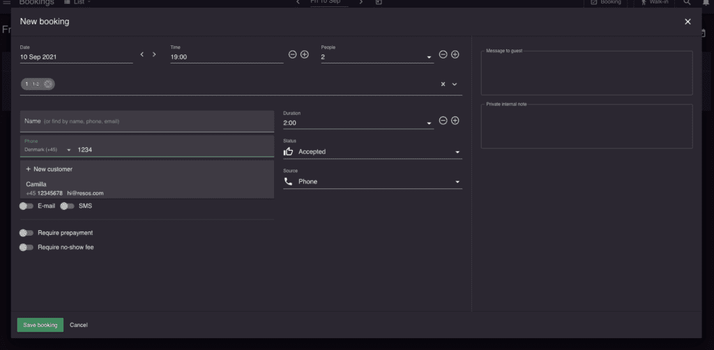 Start typing phone number and the system will automatically fill out the rest information about the customer