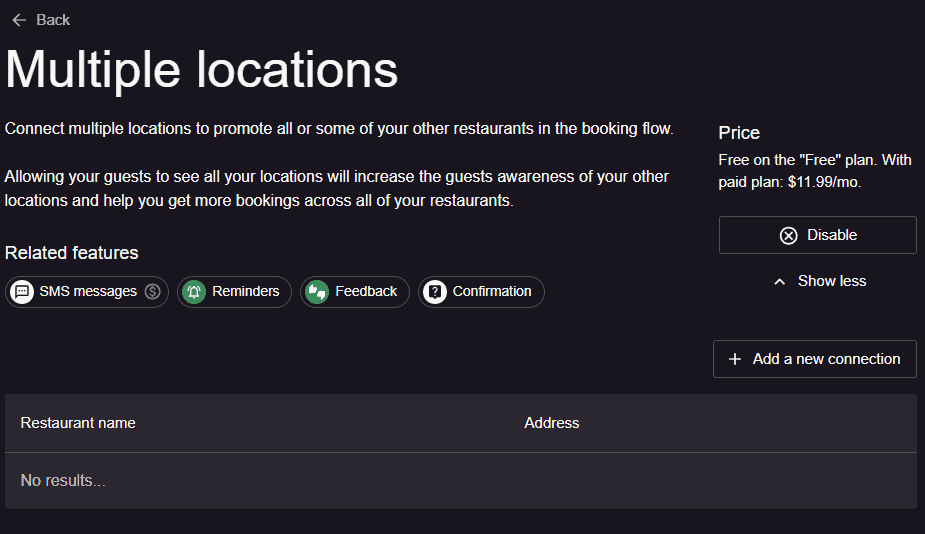 multiple locations settings