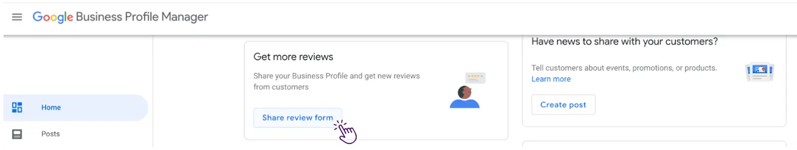 get a review form from Google 