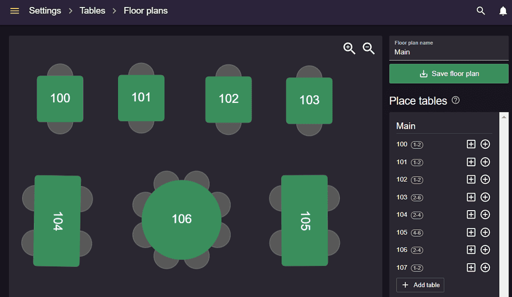 Drag and drop option of the floor plan