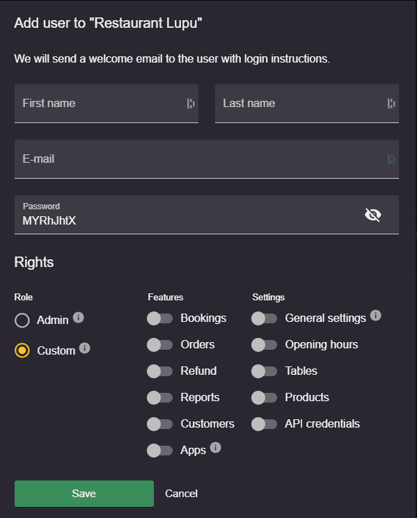 create new user resOS