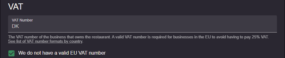 VAT section in resOS