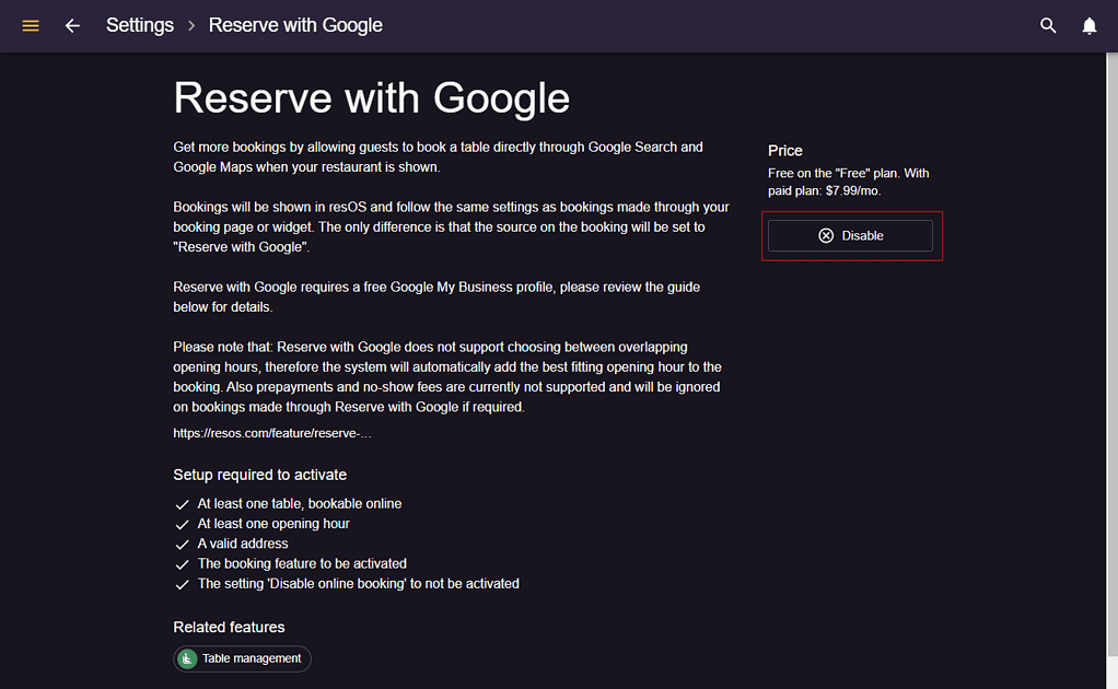 disable RwG