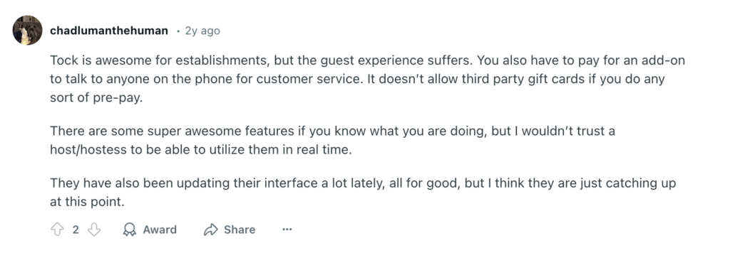 Tock reddits user review