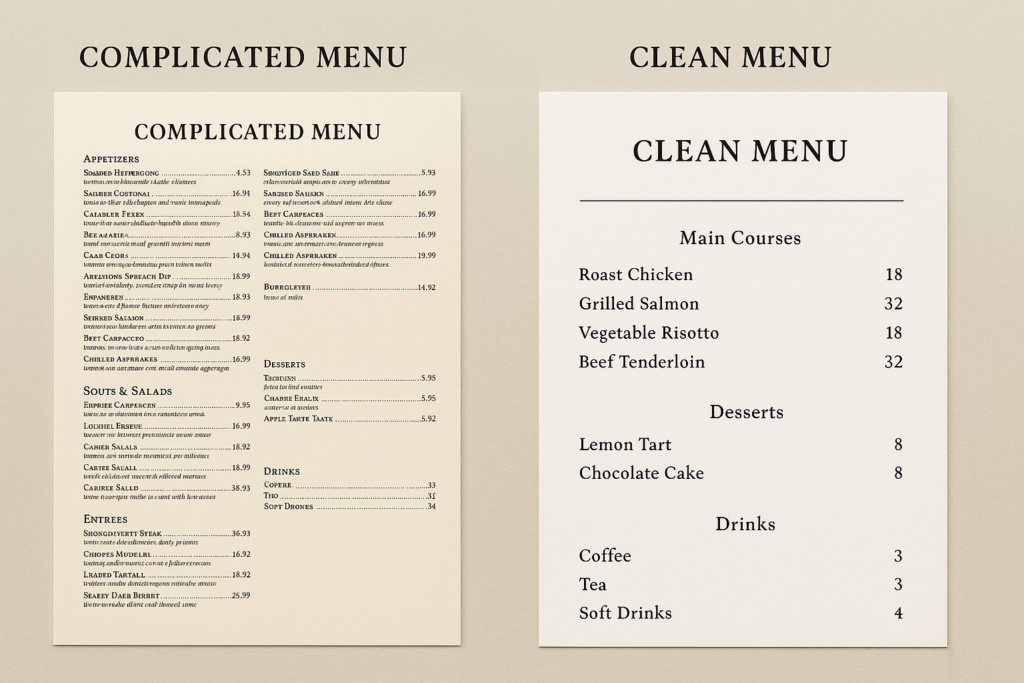 Menu — restaurant sales mistake
